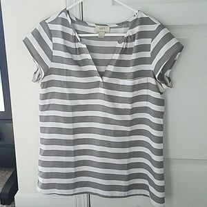 Loft Grey & White Striped Shirt